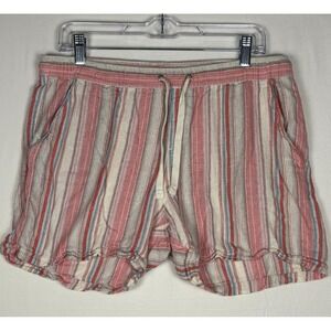 Juniper + Lime Women's Striped Drawstring Shorts Pink Blue White Size M Casual